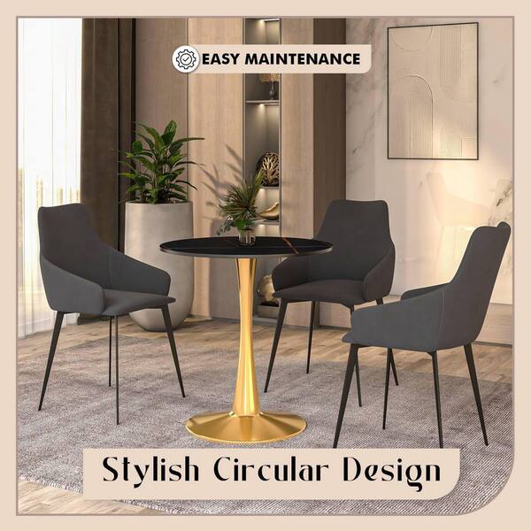 LeisureMod Bristol 24 in. Round Dining Table with Sintered Stone