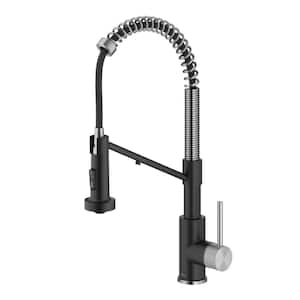 Bolden 2-in-1 Pull-Down Single Handle Water Filter Kitchen Faucet in Spot-Free Stainless Steel/Matte Black