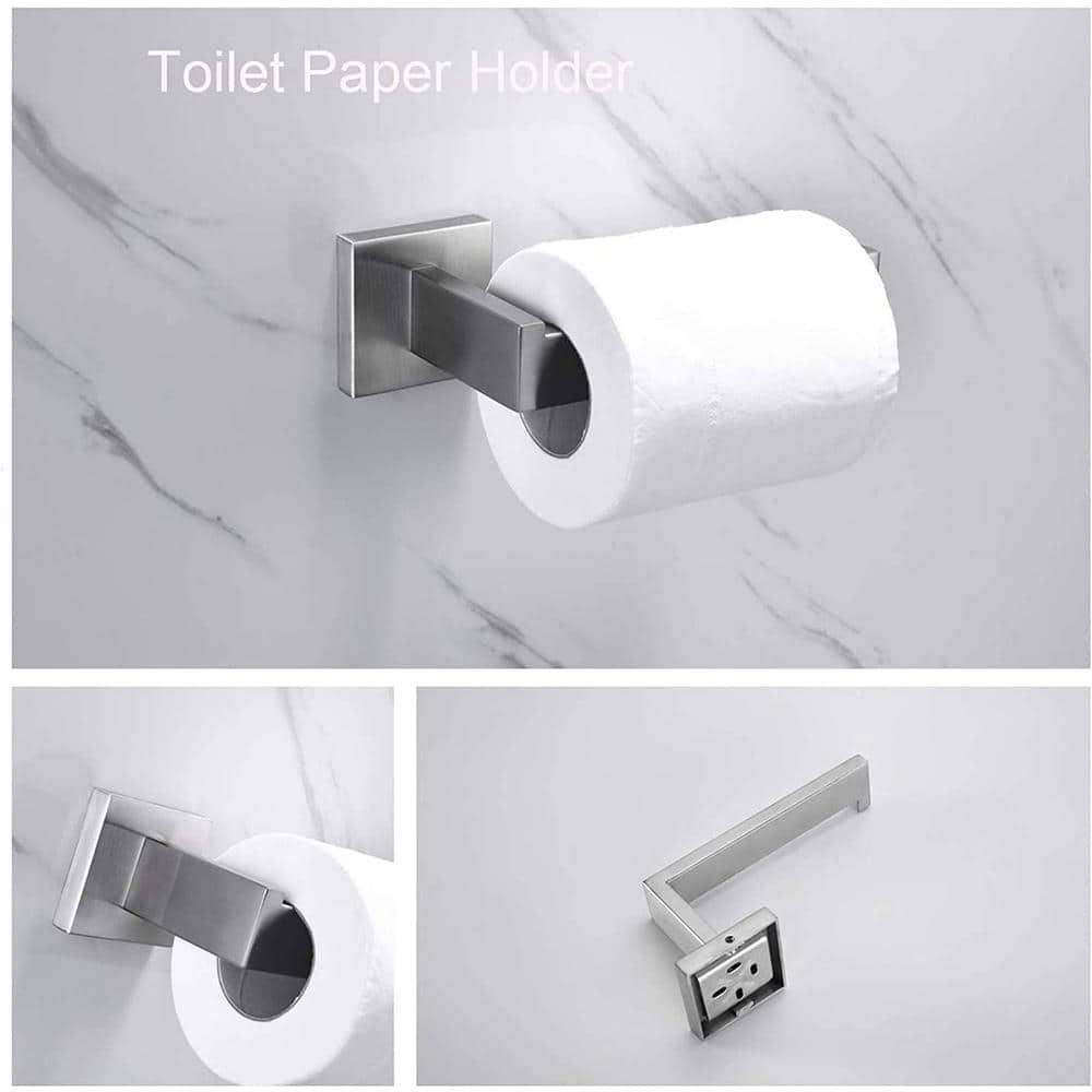 Brushed Nickel 4-Piece Stainless Steel Bathroom Hardware Set