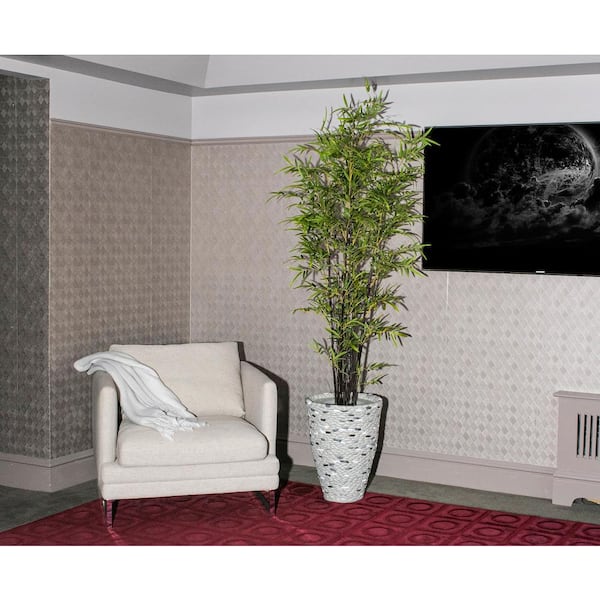 VINTAGE HOME 6.67 ft. Tall Artificial Faux Real Touch Bamboo Tree With Fiberstone Planter