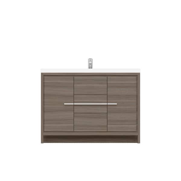 Alya Bath Sortino 48 in. W x 19 in. D Bath Vanity in Gray with Acrylic Vanity Top in White with White Basin