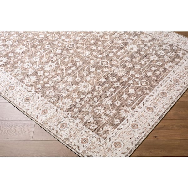Nabela Noor Home Asha Oatmeal Traditional 6 ft. x 9 ft. Machine Woven Area Rug