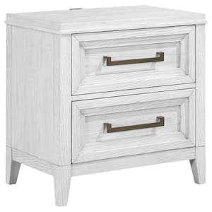 Marielle Distressed White 2-Drawer 28 in. W Nightstand