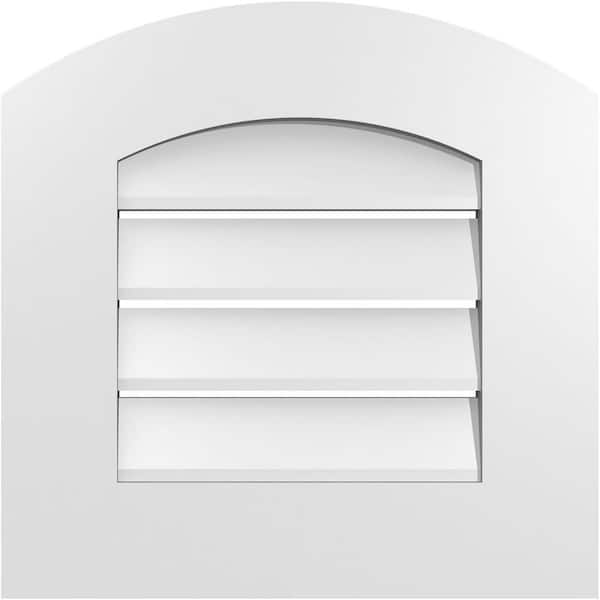 Ekena Millwork 16 in. x 42 in. Arch Top Surface Mount PVC Gable Vent: Decorative with Standard Frame