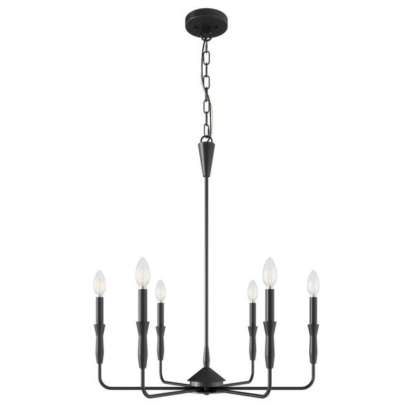 aiwen 26.49 in. 6-Light Farmhouse Black Chandelier Candle Style Empire Classic Ceiling Hanging Lighting