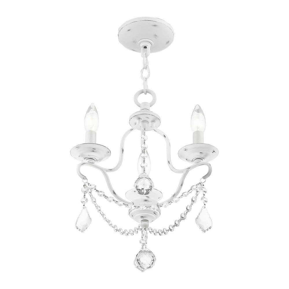 Antique White Mini 3-Light Candle Chandelier