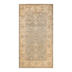 ECLECTIC One-of-a-Kind Contemporary Green 6 ft. 3 in. x 9 ft. 3 in. Oriental Area Rug