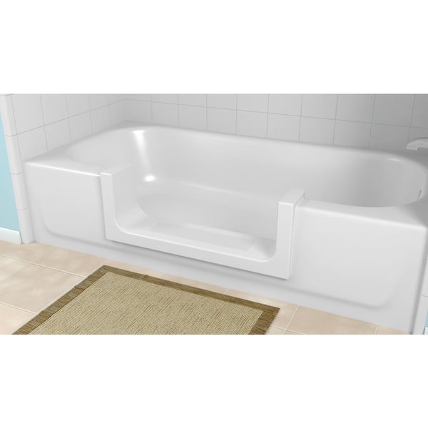 Cleancut Medium White Step Bathtub, Bathtub Retrofit Shower