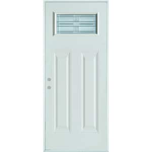 32 in. x 80 in. Architectural Rectangular Lite 2-Panel Painted White Right-Hand Inswing Steel Prehung Front Door