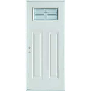 36 in. x 80 in. Architectural Rectangular Lite 2-Panel Painted White Right-Hand Inswing Steel Prehung Front Door