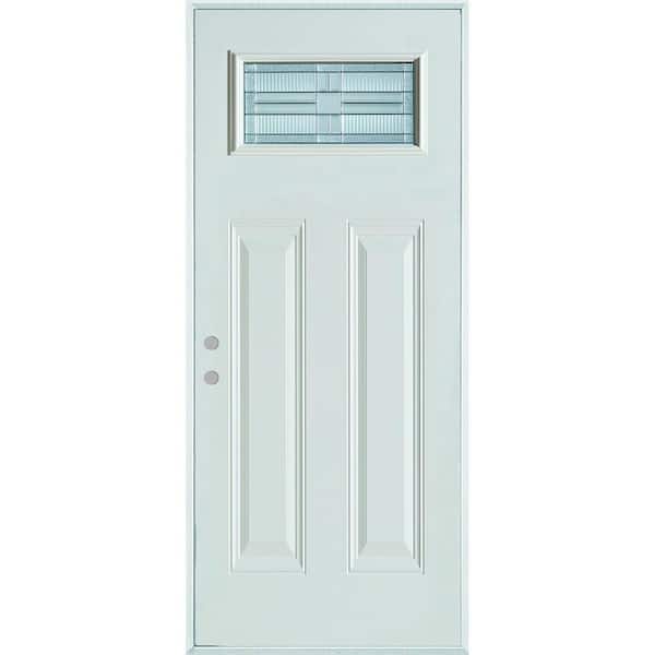 Stanley Doors 32 in. x 80 in. Architectural Rectangular Lite 2-Panel Painted White Steel Prehung Front Door