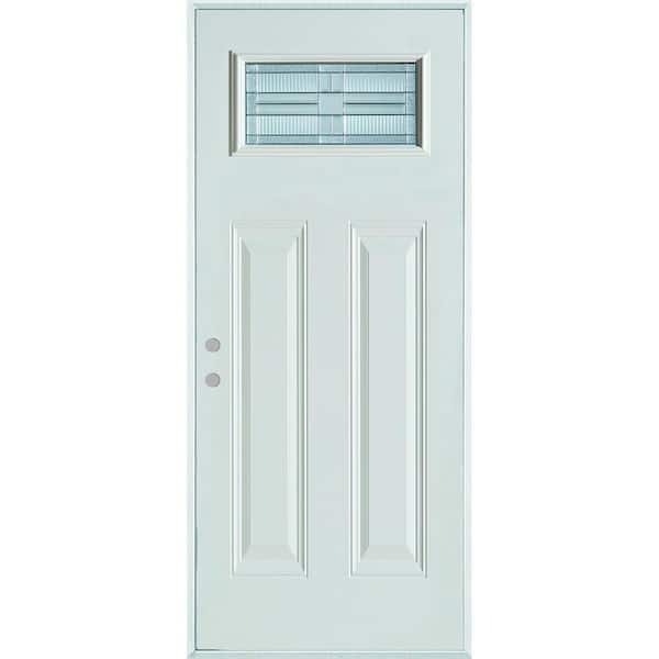 Stanley Doors 36 in. x 80 in. Architectural Rectangular Lite 2-Panel Painted White Right-Hand Inswing Steel Prehung Front Door