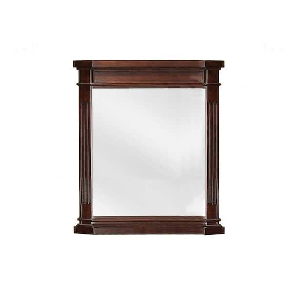 26 in. W x 30 in. H Rectangular Wood Framed Wall Bathroom Vanity Mirror in Cherry