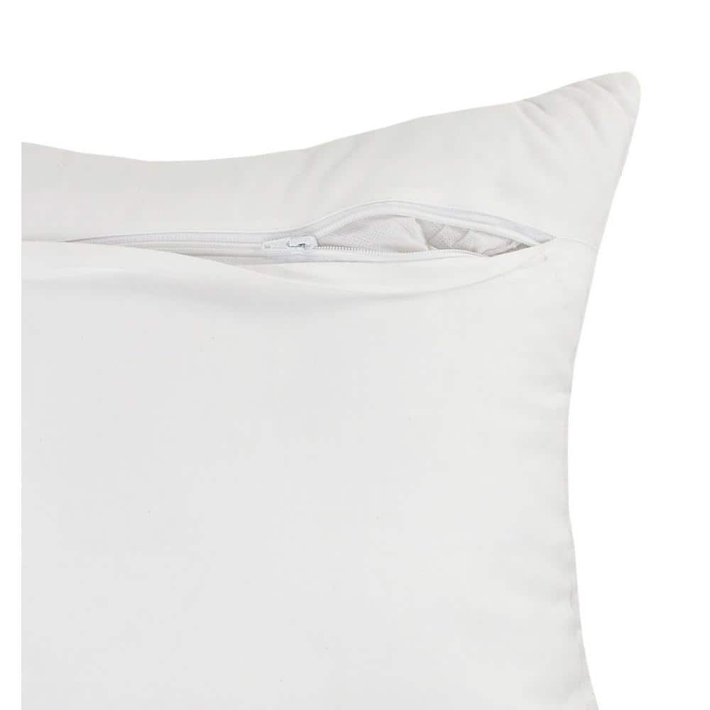 White and Taupe Gray Geometric Square Throw Pillow, 20" x 20"