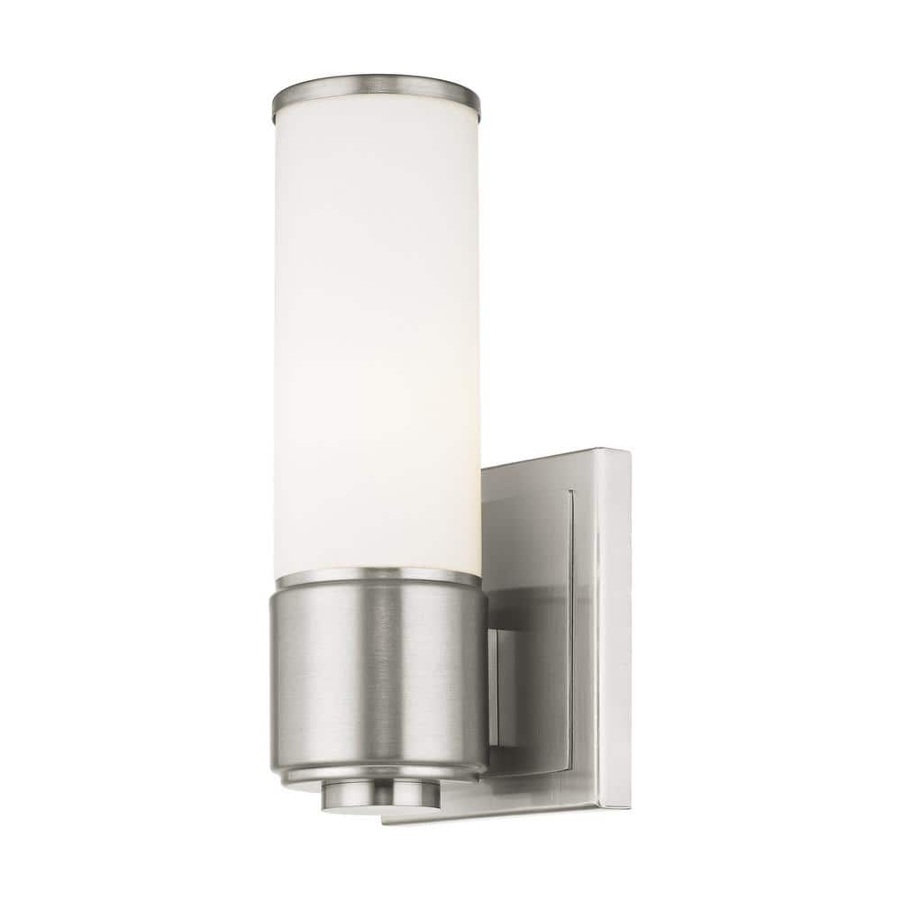 Elegant Brushed Nickel 1-Light Vanity Sconce with Satin Opal Glass