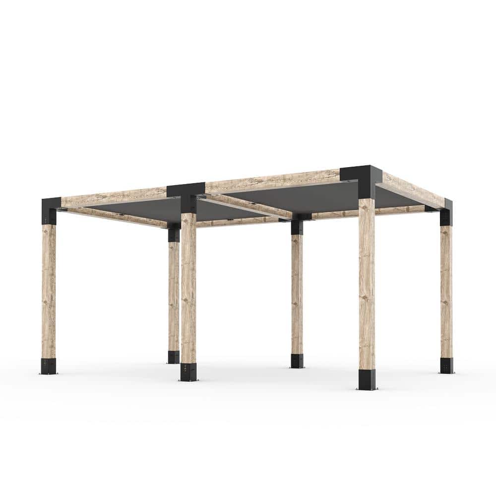 TOJA GRID 10 ft. x 16 ft. Double Pergola Kit with 2 Graphite Shade Sails, for 6x6 Wood