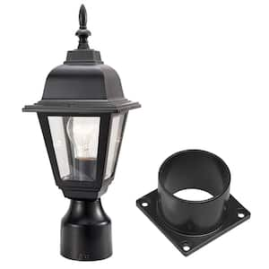 16.25 in. 1-Light Black Aluminum Hardwired Outdoor Weather Resistant Pier Mount Light with Fitter, No Bulbs Included