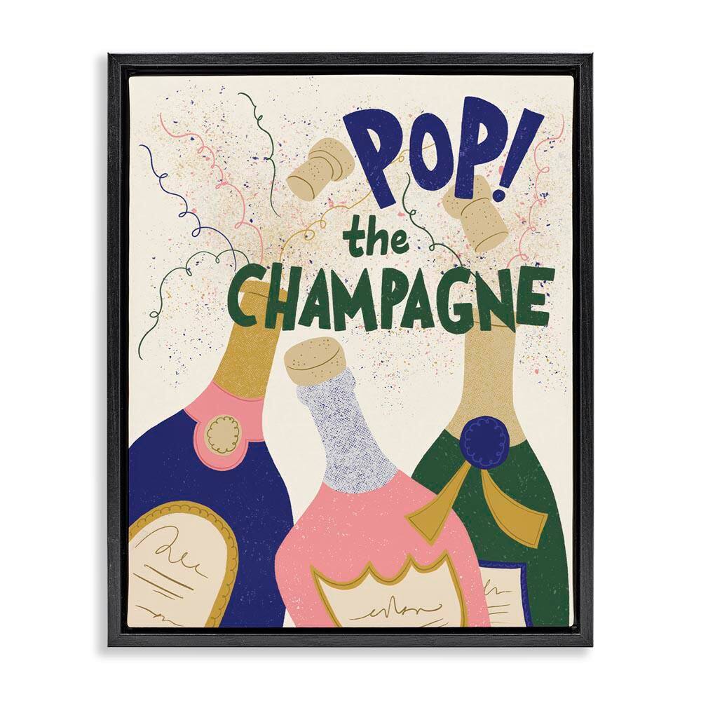 Pop The Champagne Celebrate by Kristina Hultkrantz Black Floater Frame Food Graphic Art Print 21 in. x 17 in. price history on PriceWatchPro