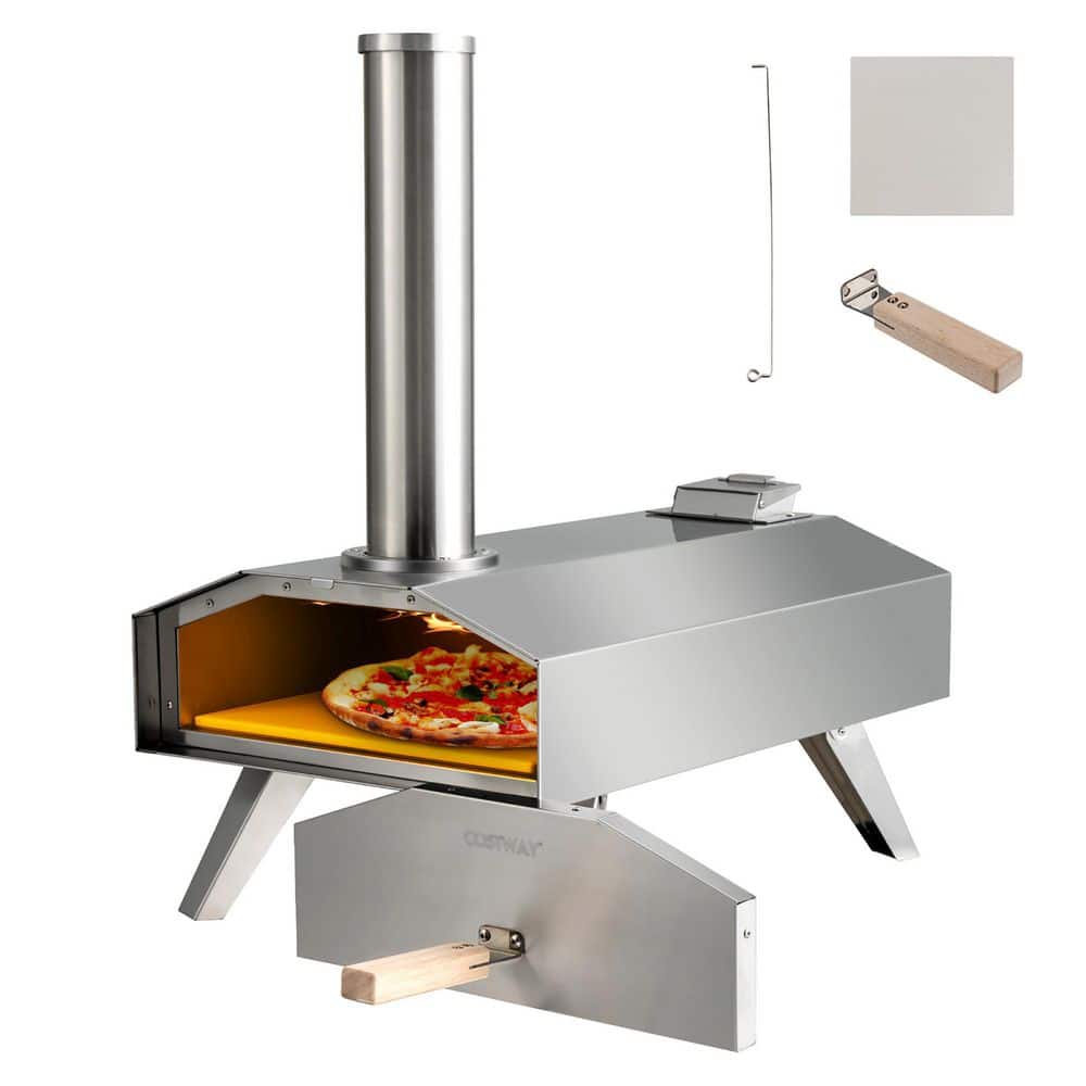 KingChii Portable Pizza Oven, 13 Wood Pellet Pizza Oven, Stainless Steel  Pizza Oven Wood Burning Pizza Oven with Foldable Legs for Outdoor Patio