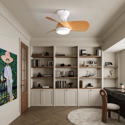 23 in. Indoor White Mini Ceiling Fan with Dimmable Integrated LED and 3 ABS Blades Ceiling Fans
