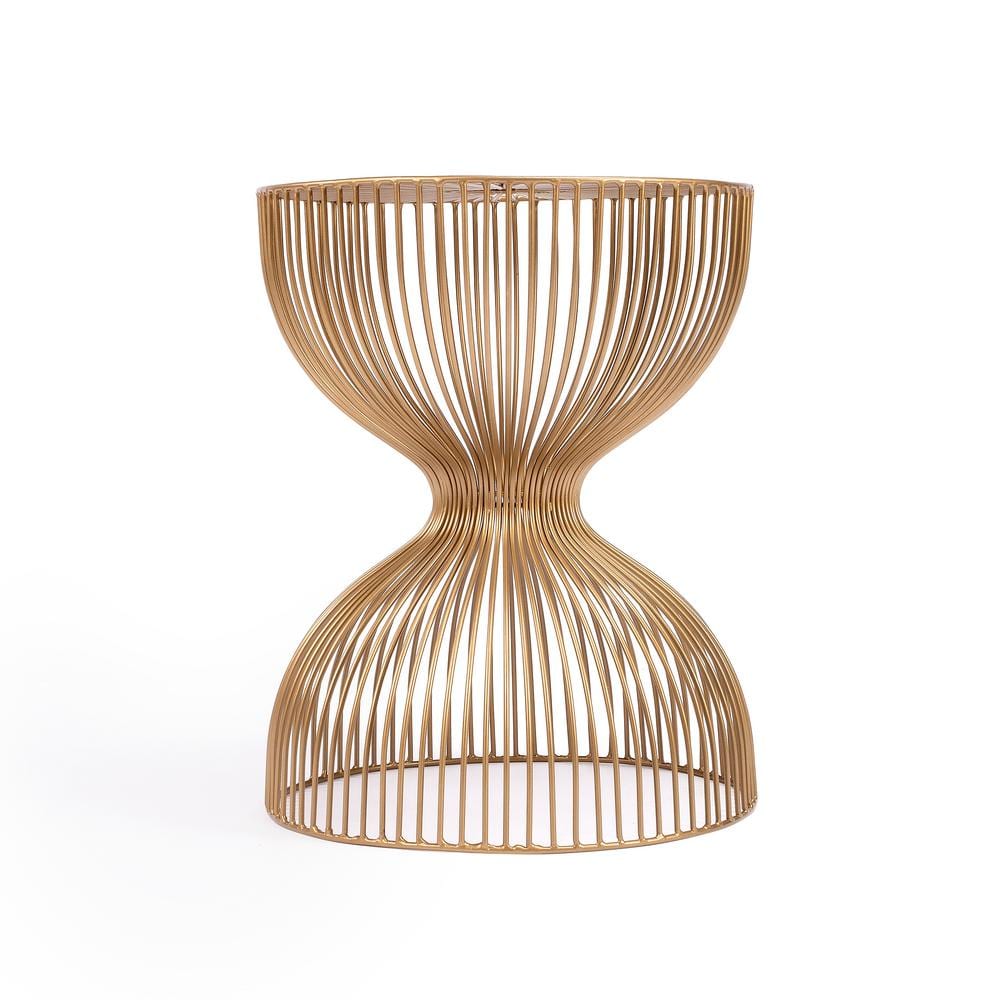 Nicholas Gold Metal and Glass Round End Table