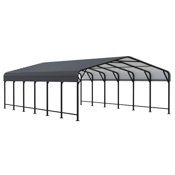 20 ft. W x 30 ft. D Black Roof Steel Carport with Heavy Duty Carport Canopy, Garage Shelter for Car
