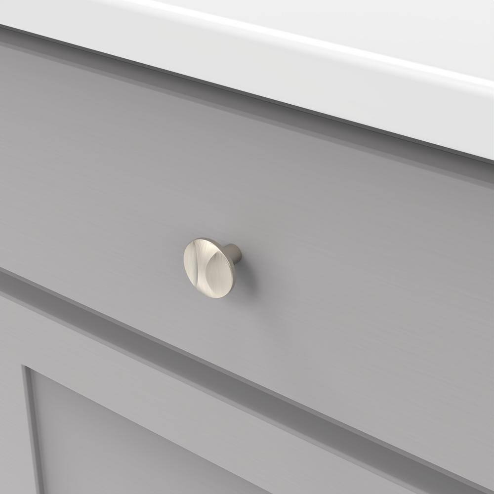 Satin Nickel Round Cabinet Knob with Mounting Hardware