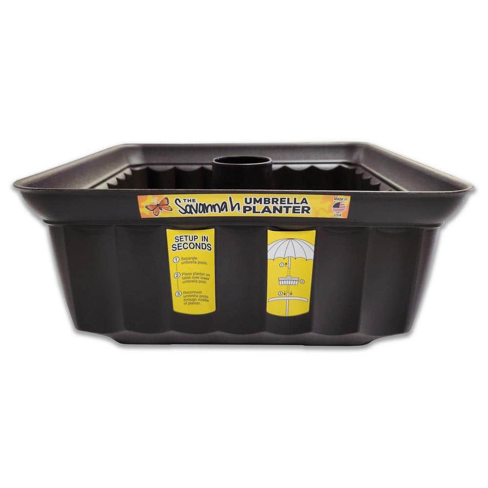 Savannah Brown Square HDPE Outdoor Planter with Drainage Holes