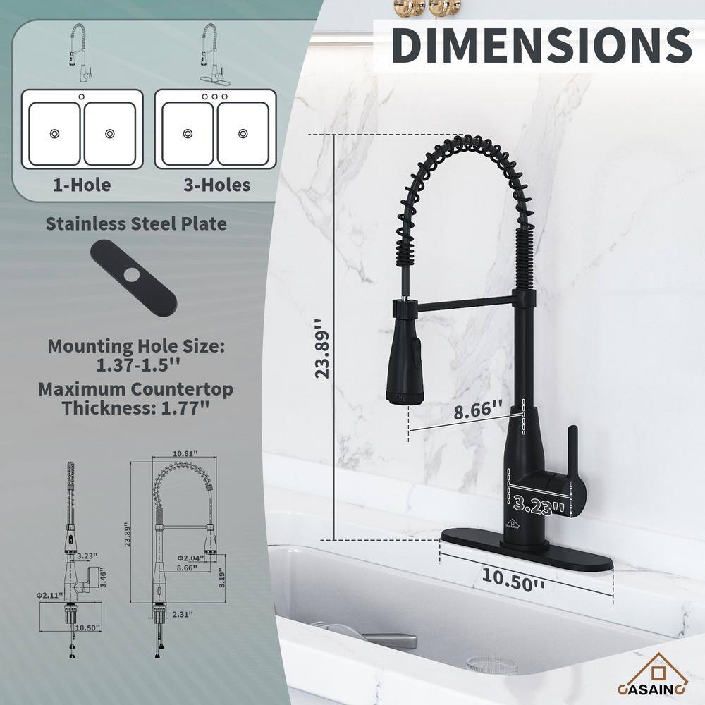Matte Black Stainless Steel Pull Down Sprayer Kitchen Faucet