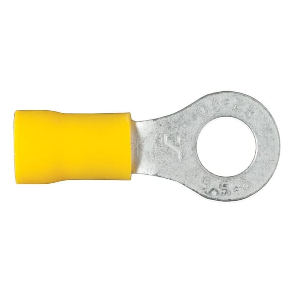 Ring Tongue Connector, Nylon, 1/4 Stud, Yellow 12-10Ga