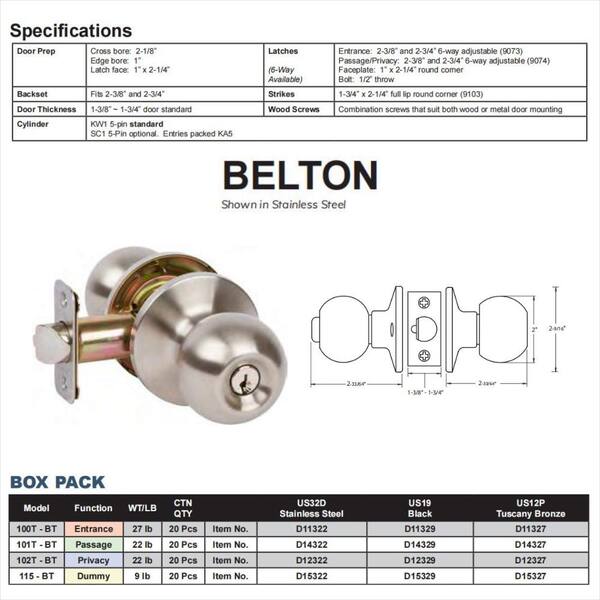 DELANEY HARDWARE Belton Classic Style Stainless Steel Round Entry Door Knob  D11322 - The Home Depot