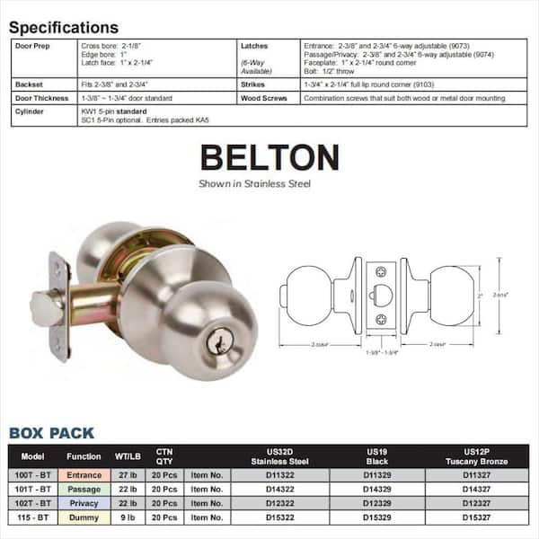 DELANEY HARDWARE Belton Classic Style Stainless Steel Round Entry Door Knob  D11322 - The Home Depot