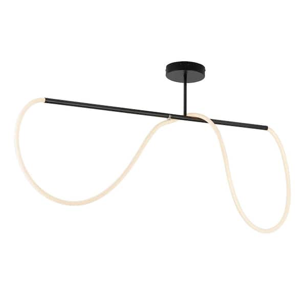 JONATHAN Y Alessio 48 in.Contemporary Minimalist 360 Adjustable Silicone Neon Rope Dimmable Linear Integrated LED Flush Mount,Black