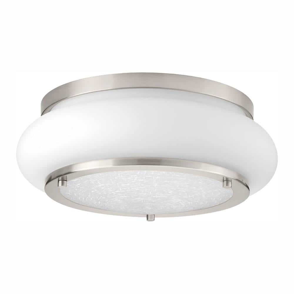 Brushed Nickel 12" LED Flush Mount with Opal-Linen Glass