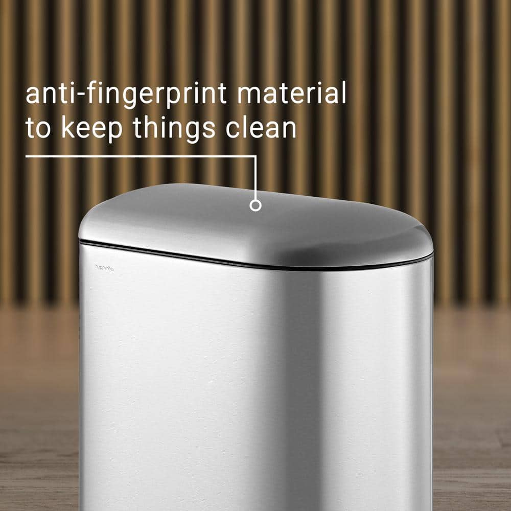 Roland Mini Stainless Steel Step-Open Trash Can, 2.6-Gallon, Chrome Finish