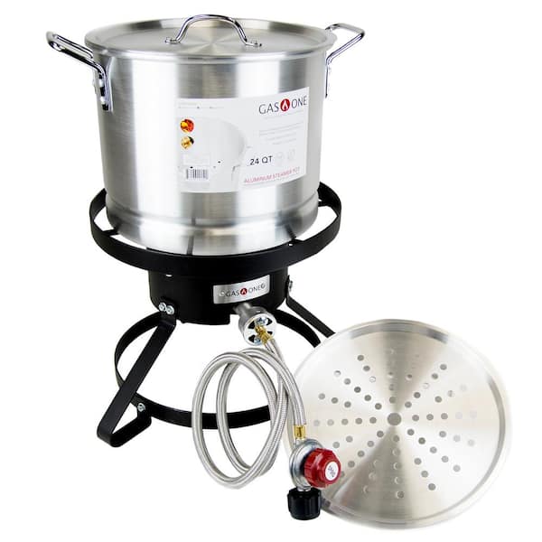 Gas One Outdoor Propane Burner Cooker With Steamer Pot For Turkey Fry And Tamale B 5155 The Home Depot [ 600 x 600 Pixel ]