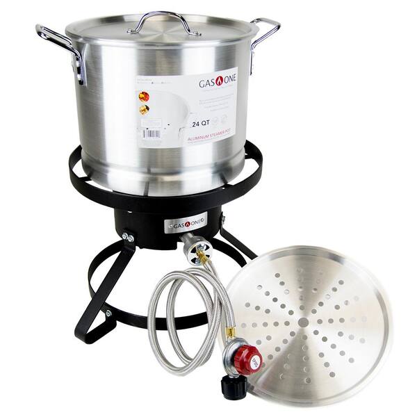 GASONE Outdoor Propane Burner Cooker with Steamer Pot for Turkey Fry and Tamale