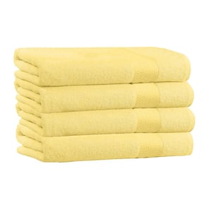 100% Cotton Quick Dry and Luxury Banana Yellow Bath Towels (Pack of 4)