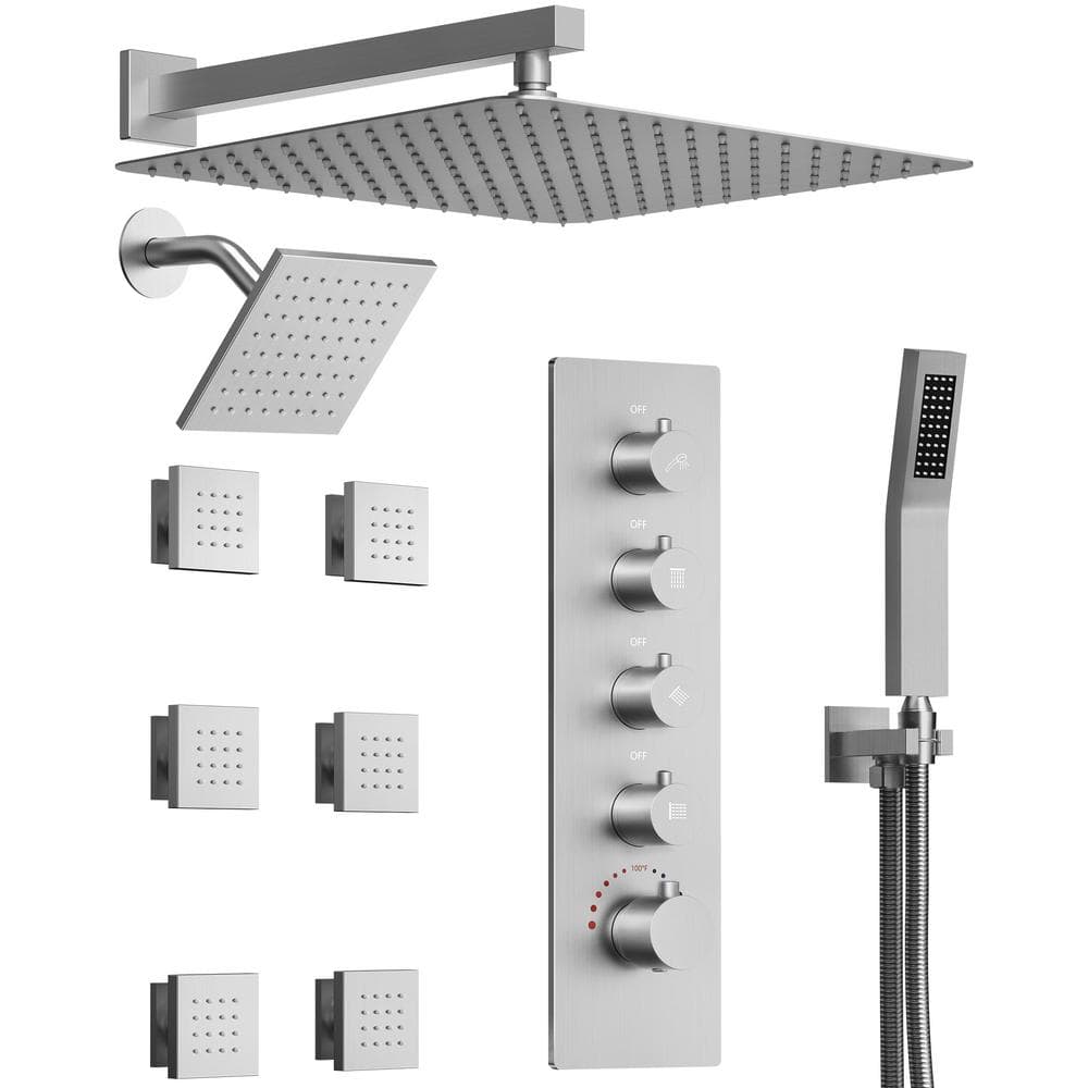 Grandjoy serenityflow 15 spray 16 and 6 in dual wall mount fixed and