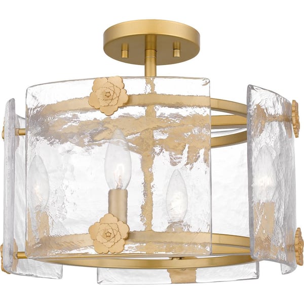 Jolie 15.75 in. 4-Light-Light Gold Semi-Flush Mount