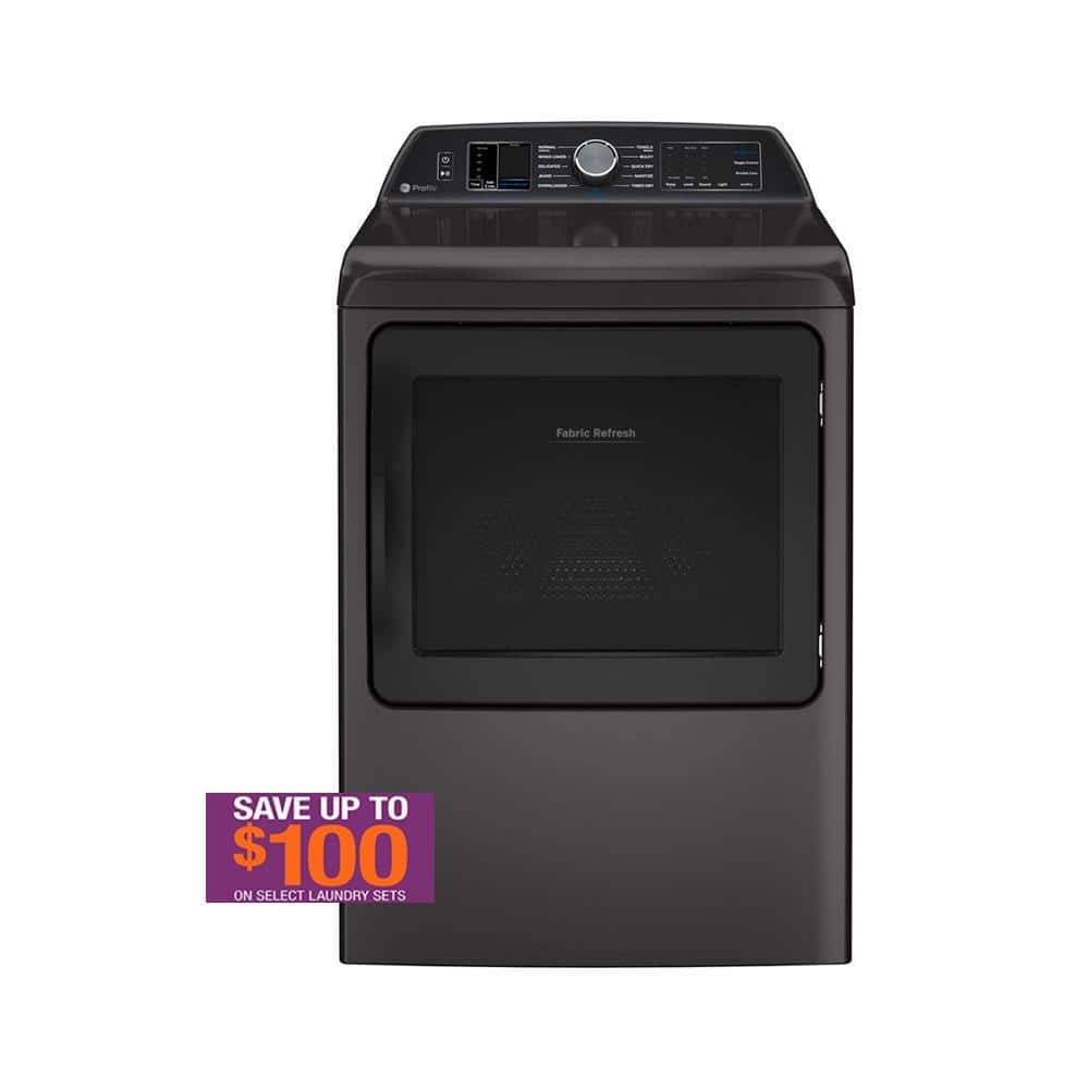 GE Profile Smart 7.3 cu. ft. Electric Dryer in Diamond Gray with Fabric Refresh, Sanitize, Steam, ENERGY STAR