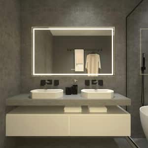 60 in. W x 36 in. H Rectangular Frameless LED Light Anti-Fog Wall Bathroom Vanity Mirror in Polished Crystal