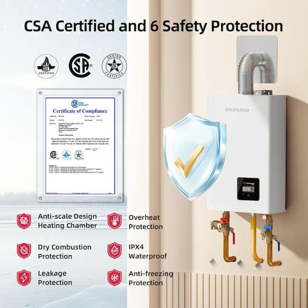 MIZUDO Comfortech Classic Propane Gas Tankless Water Heater 80,000