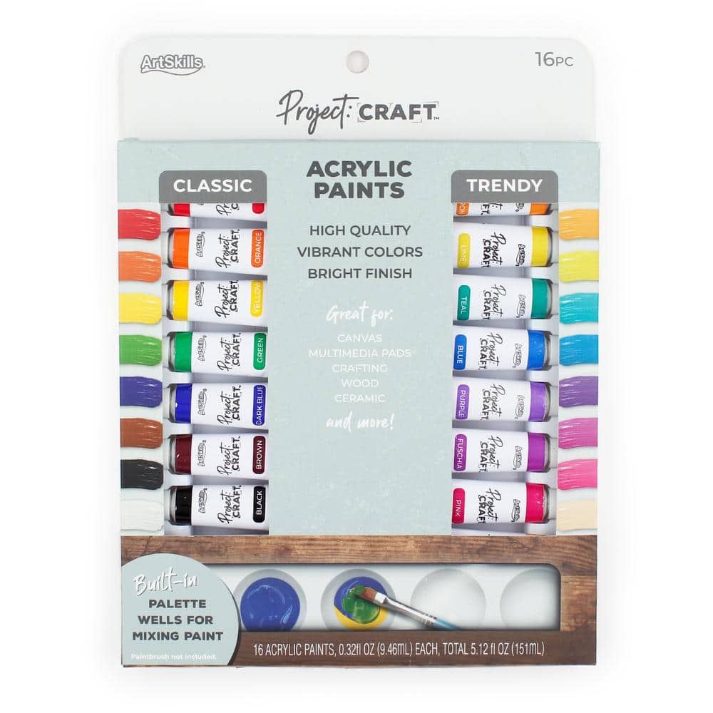 ArtSkills Project Craft Premium Acrylic Paint Set for Art and Crafting, 16  Colors PA-7185 - The Home Depot