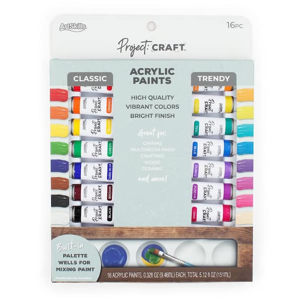 ArtSkills Project Craft Premium Acrylic Paint Set for Art and Crafting, 16 Colors