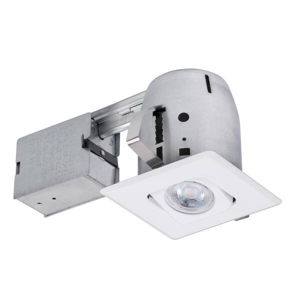 Globe Electric 4 in. White Recessed Lighting Kit with Swivel, Square Shape and Spot Light
