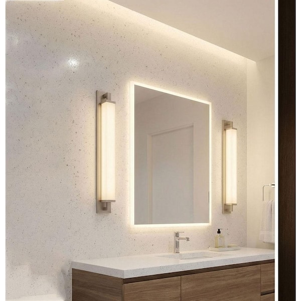 34 in. Silver LED Wall Sconce, 1 Light 25W 3 Color Temperature Dimmable with Horizontal Mount for Porch Garage Patio