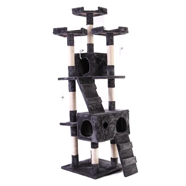 COZIWOW 67 in. H Multi-Level Cat Tree Gray Kitten Condo
