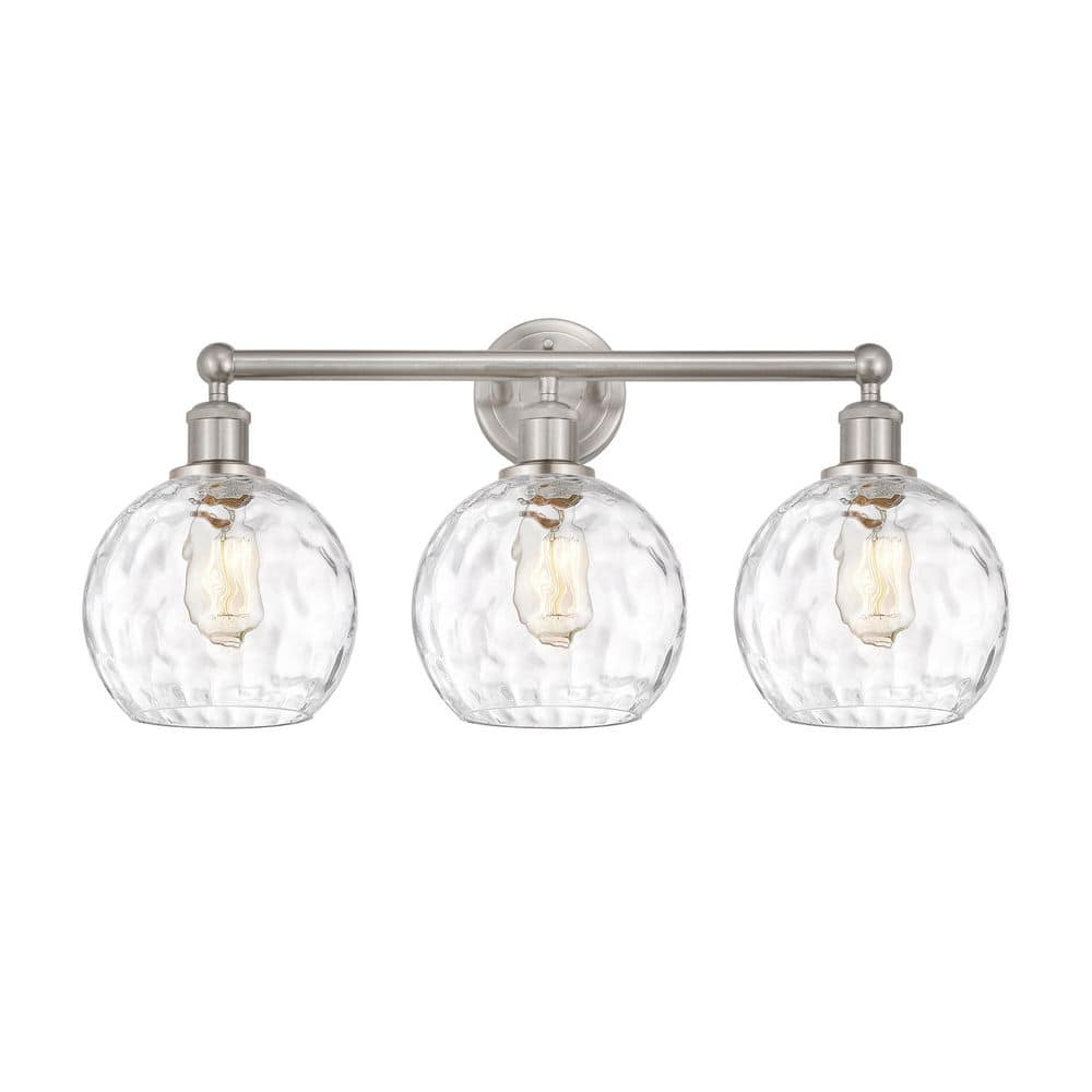 Athens Water Glass 26 in. 3-Light Brushed Satin Nickel Vanity Light with Glass Shade price history on PriceWatchPro