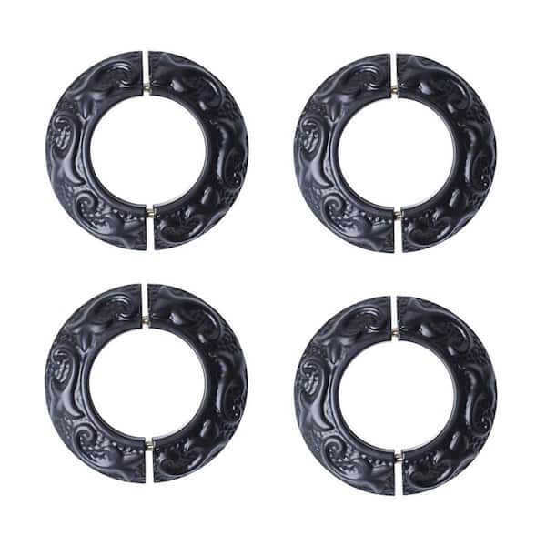 RENOVATORS SUPPLY MANUFACTURING Black Radiator Flanges Aluminum Escutcheon Ring Plate 1.6 in. ID 3-1/4 in. OD IPS Rust Resistant Powder Coated (4-Pack)